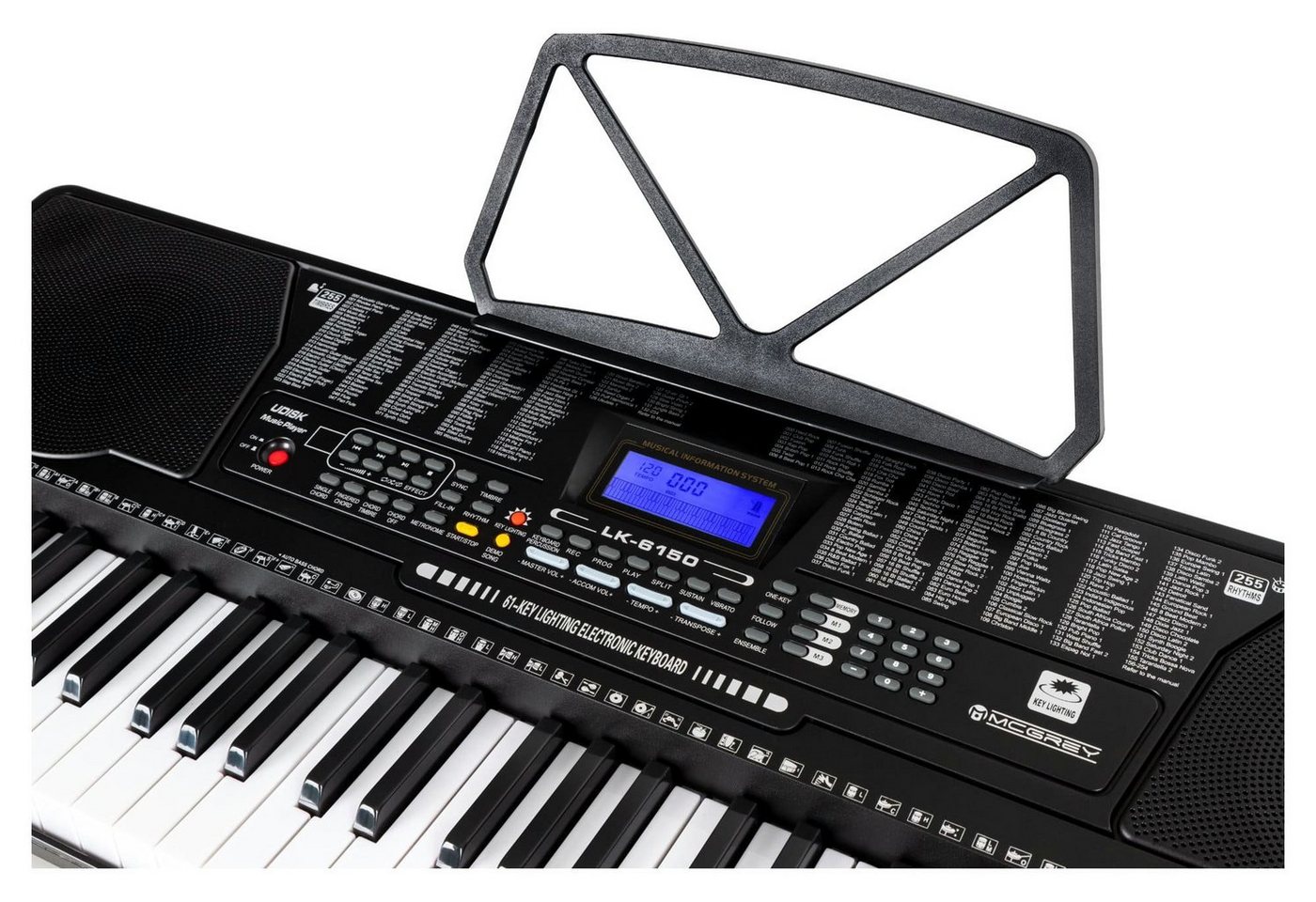 McGrey Home-Keyboard LK-6150 - Einsteiger-Keyboard mit 61 Leuchttasten (1-St., mit Notenhalter), 255 Sounds und Rhythmen - integrierter MP3-Player & Lernfunktio – Bild 5 von 5
