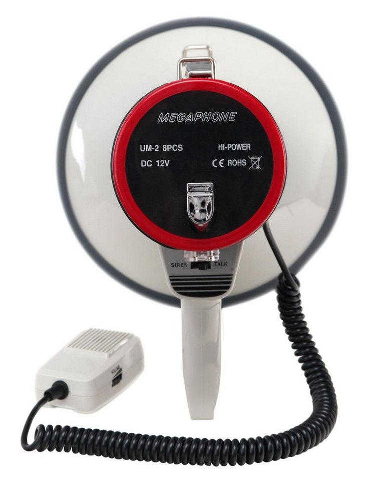McGrey Megafon Megaphon - Lautsprecher Sprachrohr, 25 Watt RMS bis zu 1km Reichweite, robuste Bauweise, (MP-500HS, Inkl. Tragegurt), Mit Handmikrofon und Sirene – Bild 2 von 5