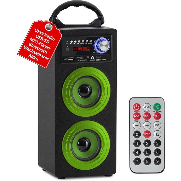 McGrey Tragbarer Speaker für vielseitigen Einsatz inklusive Fernbedienung - Bluetooth-Lautsprecher (6 W, FM-Radio mit 30 speicherbaren Senderplätzen integriert)