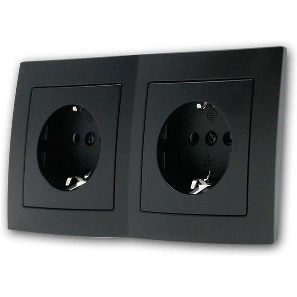 McPower FLAIR Doppelsteckdose schw, 250V~/16A, UP, Schraub Unterputzschalter