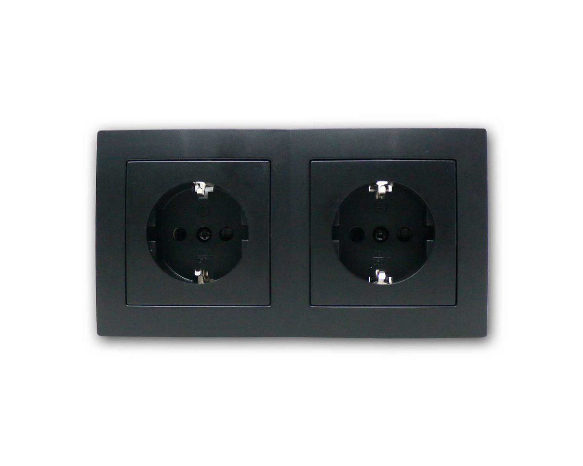 McPower FLAIR Doppelsteckdose schw, 250V~/16A, UP, Schraub Unterputzschalter – Bild 2 von 5