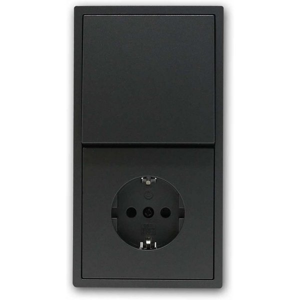 McPower Set "Tür2" SHALLOW anthr Taster+Steckd mit Rahmen Unterputzschalter