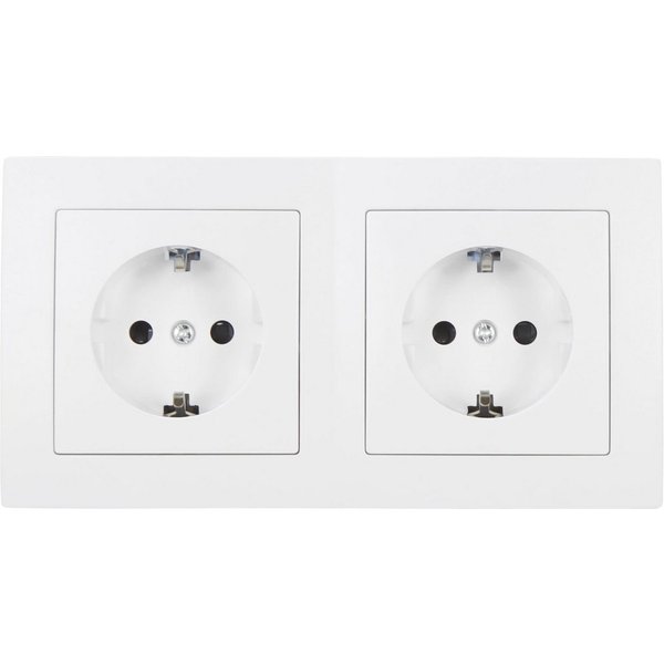McPower Unterputz-Steckdose FLAIR Doppelsteckdose weiß, 250V~/16A, UP, Schraub