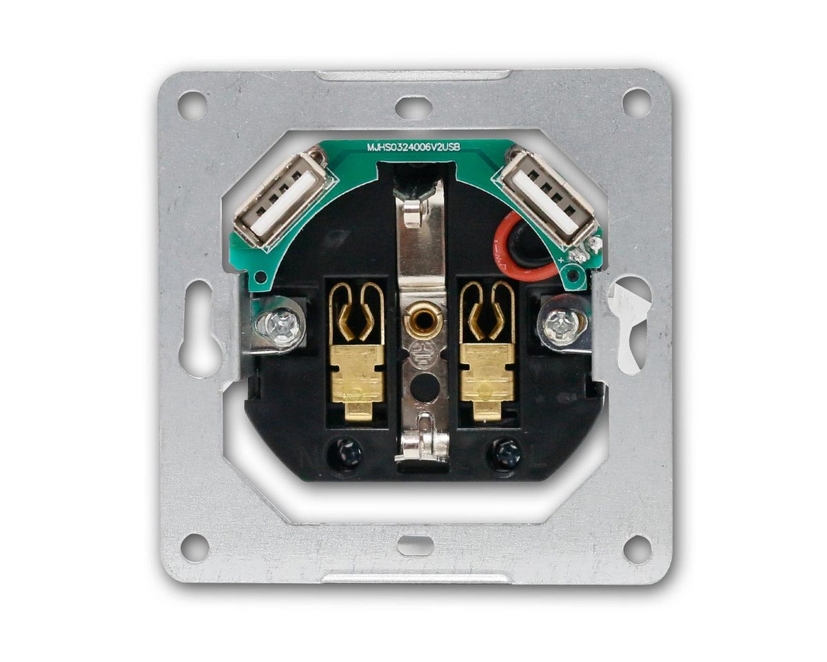 McPower Unterputz-Steckdose Steckdose SHALLOW anthra 2xUSB-A 5V/2,1A, m Rahmen – Bild 4 von 5
