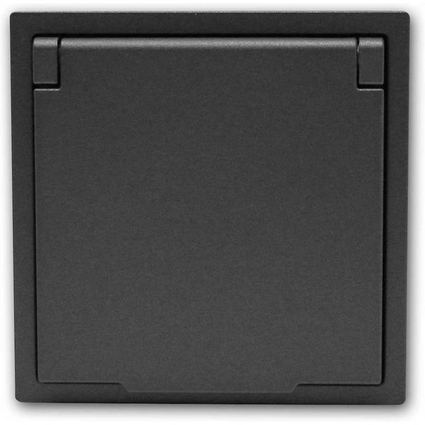 McPower Unterputz-Steckdose SHALLOW Steckdose IP44 anthr, 250V~/16A mit Rahmen