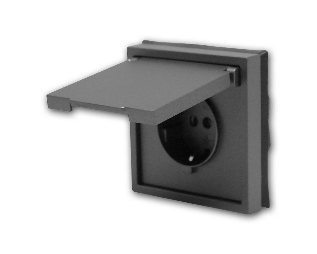 McPower Unterputz-Steckdose SHALLOW Steckdose IP44 anthr, 250V~/16A mit Rahmen – Bild 2 von 5