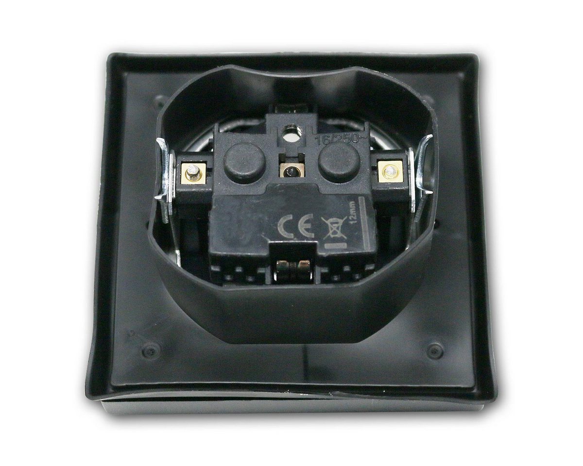 McPower Unterputz-Steckdose SHALLOW Steckdose IP44 anthr, 250V~/16A mit Rahmen – Bild 3 von 5