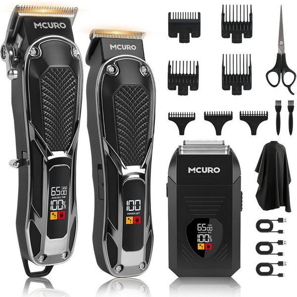 MCURO Haarschneider Haarschneidemaschine Elektrisch Profi Barttrimmer Set für Herren, mit 7 Kammaufsätzen, 3-in-1 Trimmerset Haar- und Bartschneider Wasserdicht