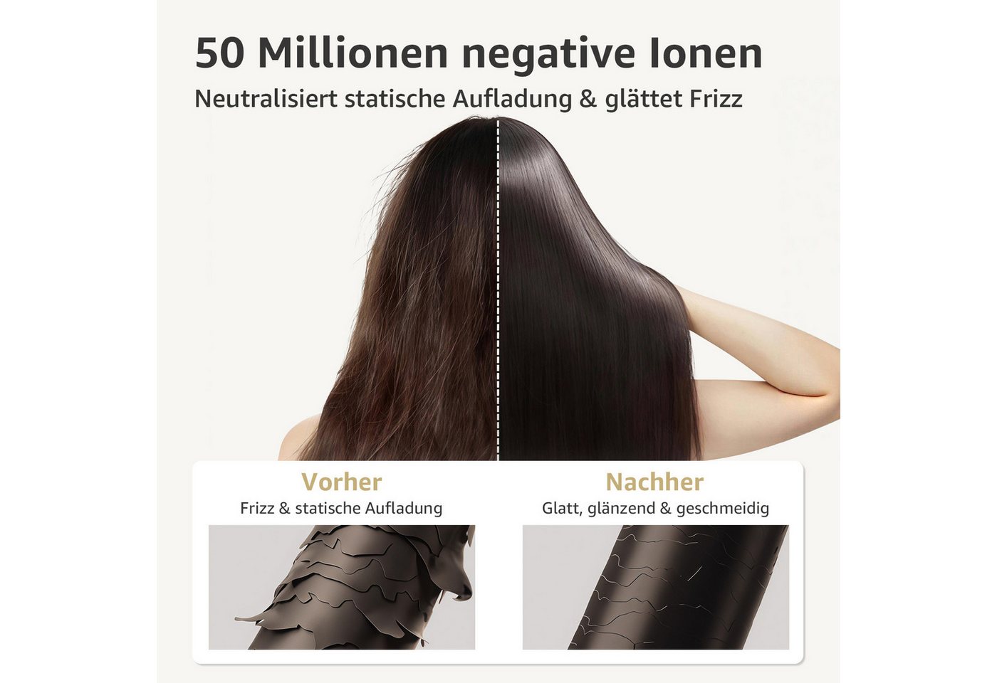 MCURO Haartrockner Leicht, kompakt & kraftvoll – der faltbare föhn für unterwegs, 2100 W, Hair Dryer, 2 Stufen + Kaltblitz Föhn mit Diffusor/Konzentratordüse – Bild 3 von 5