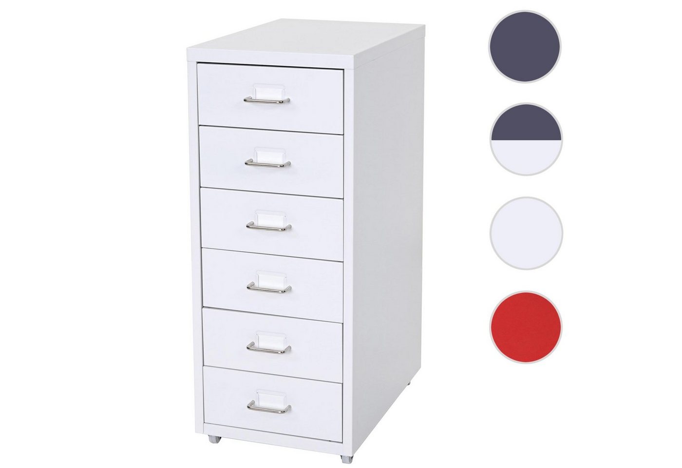 MCW Rollcontainer T851-6, 6 Schubladen mit Vollauszug, inkl. Etiketten und Etikettenhalter – Bild 3 von 5