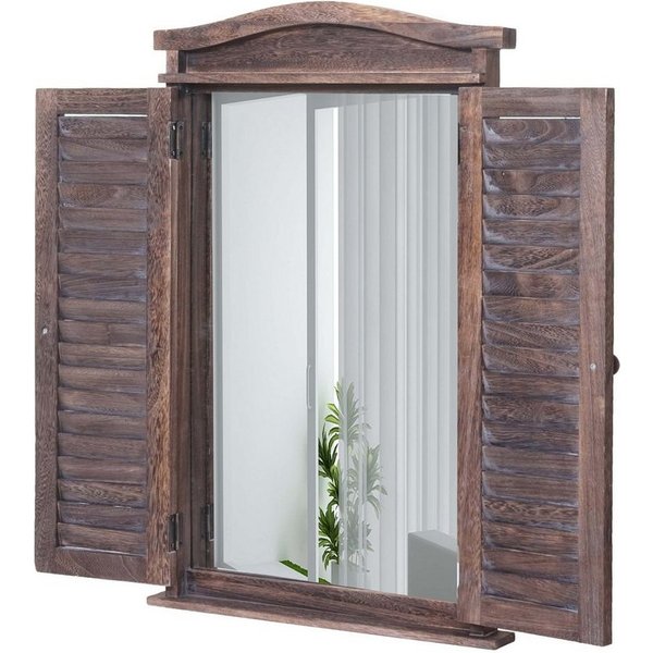 MCW Wandspiegel Spiegel (1-St), Fensterladenoptik, Einfache Wandmontage durch 2 Aufhängeösen