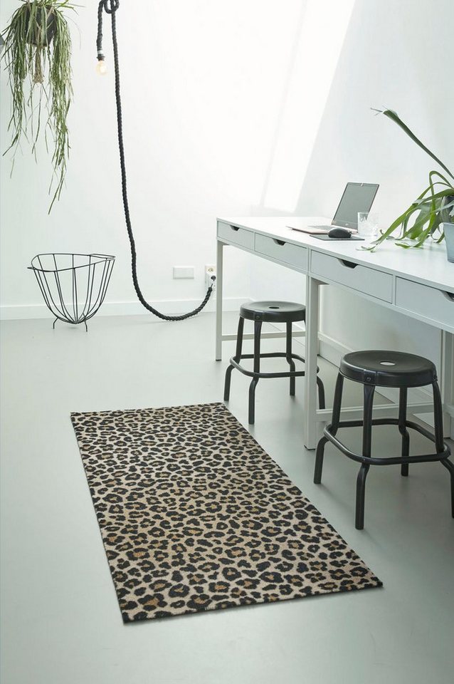 MD Entree Fußmatte Universal Teppichläufer Wohnzimmer Teppich, rechteckig, Höhe: 8 mm, bei 30° waschbar, anti-rutsch, 67 x 150 cm, Safari Leo, beige – Bild 3 von 5