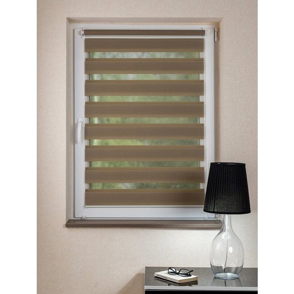 Doppelrollo, MDEKOR, Pflegeleichtes Rollo, stufenlos verstellbar, einfache Montage, Fenstermontage, Beige 42x150 cm