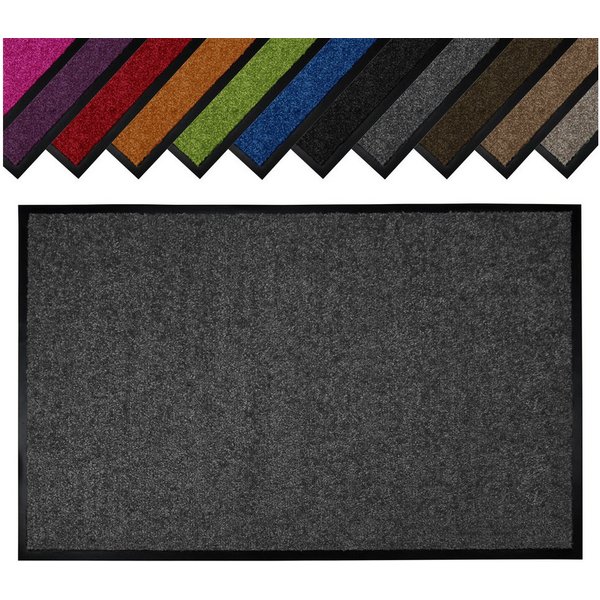 MDEKOR Fußmatte Schmutzfangmatte Wash Clean, maschinenwaschbar, rutschhemmend, 40x60 cm, Grau, für Fußbodenheizung, UV-beständig, antistatisch
