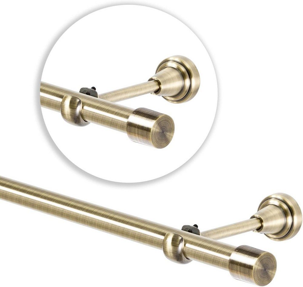 MDEKOR Gardinenstange Vorhangstange 19mm, 1-läufig, 1-läufig Wand oder Deckenmontage, 120 cm Antik Gold – Bild 2 von 5
