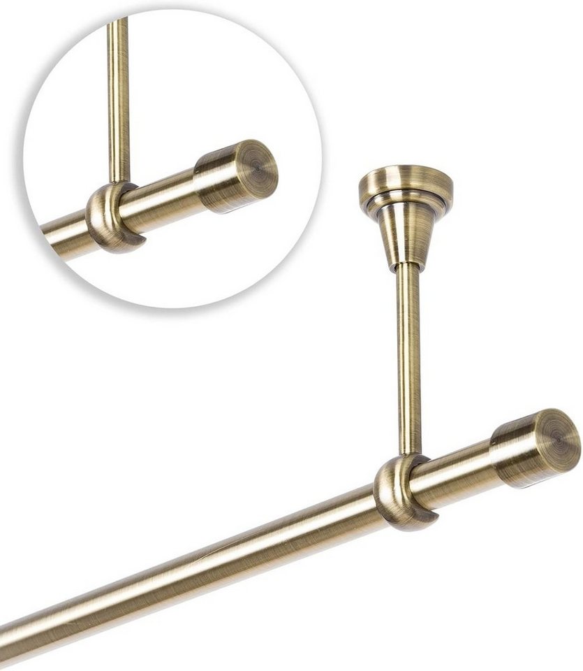 MDEKOR Gardinenstange Vorhangstange 19mm, 1-läufig, 1-läufig Wand oder Deckenmontage, 120 cm Antik Gold – Bild 3 von 5