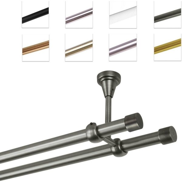 MDEKOR Gardinenstange Vorhangstange 19mm, 2-läufig, kürzbar, 2-läufig Deckemontage, 120 cm Antik Stahl