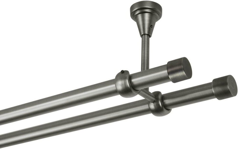 MDEKOR Gardinenstange Vorhangstange 19mm, 2-läufig, kürzbar, 2-läufig Deckemontage, 120 cm Antik Stahl – Bild 2 von 5