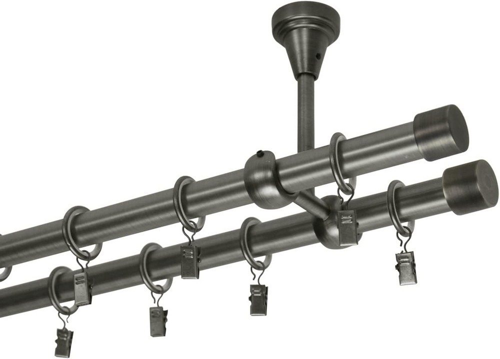 MDEKOR Gardinenstange Vorhangstange 19mm, 2-läufig, kürzbar, 2-läufig Deckemontage, 120 cm Antik Stahl – Bild 3 von 5