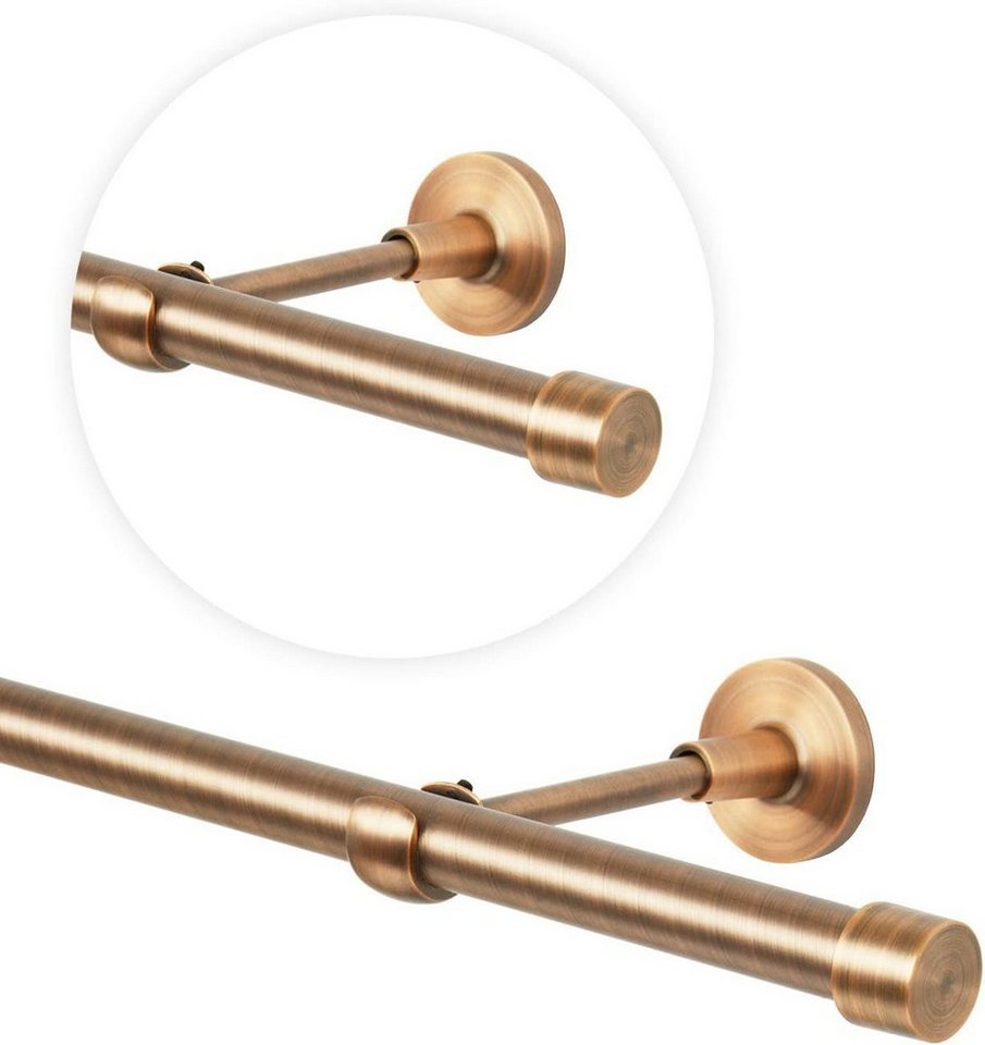 MDEKOR Gardinenstange Vorhangstange 19mm, 1-läufig, 1-läufig Wand oder Deckenmontage, 120 cm Kupfer – Bild 2 von 5