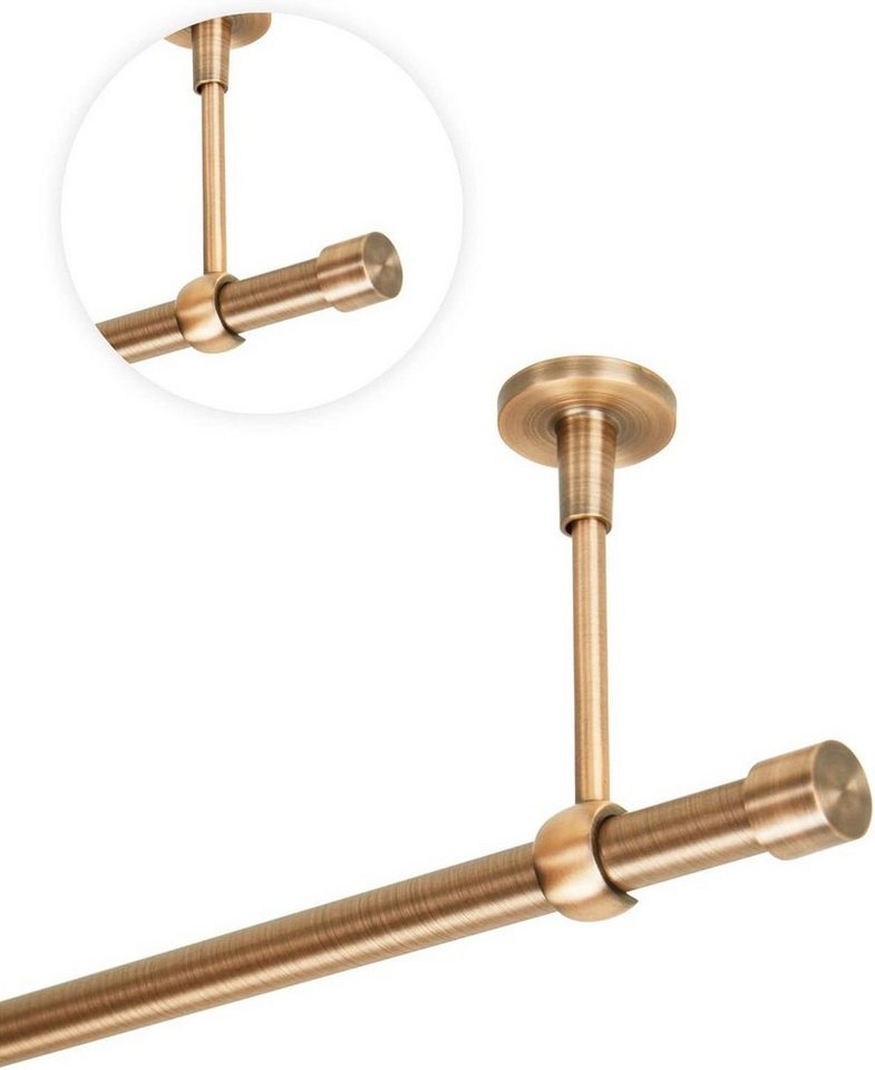 MDEKOR Gardinenstange Vorhangstange 19mm, 1-läufig, 1-läufig Wand oder Deckenmontage, 120 cm Kupfer – Bild 3 von 5