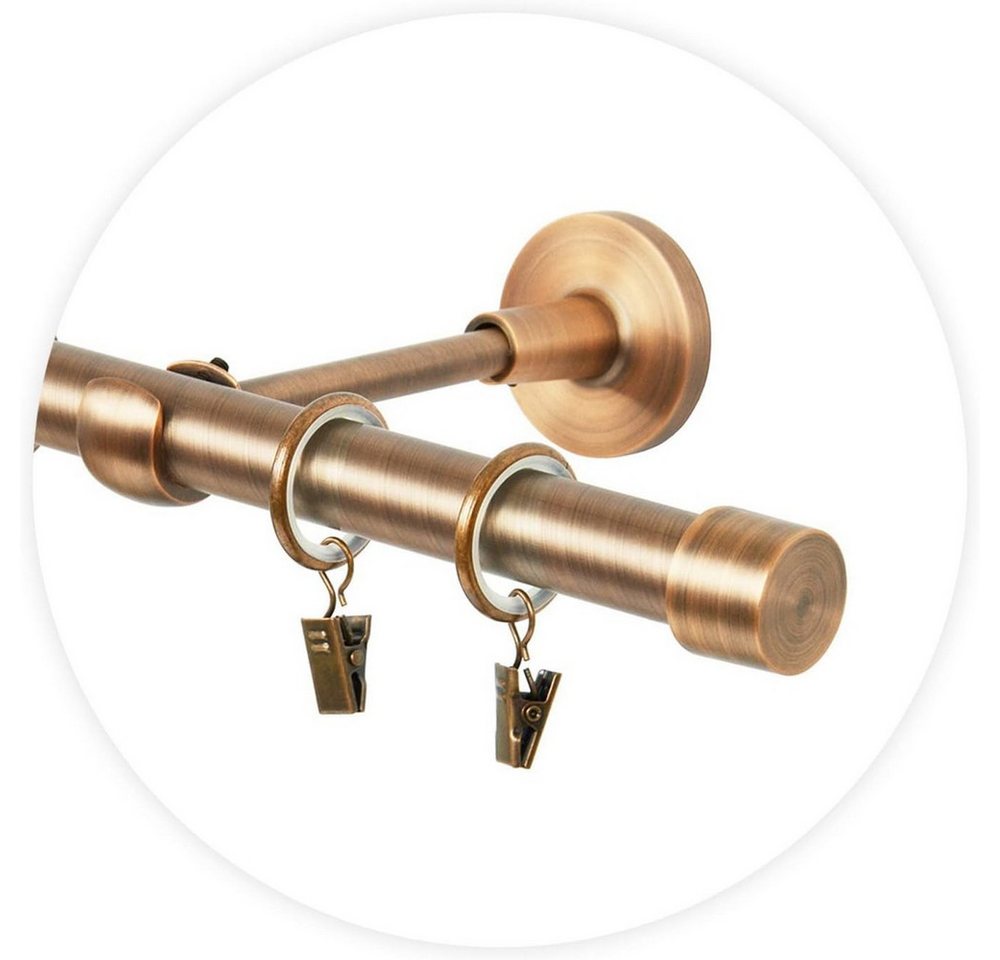 MDEKOR Gardinenstange Vorhangstange 19mm, 1-läufig, 1-läufig Wand oder Deckenmontage, 120 cm Kupfer – Bild 4 von 5