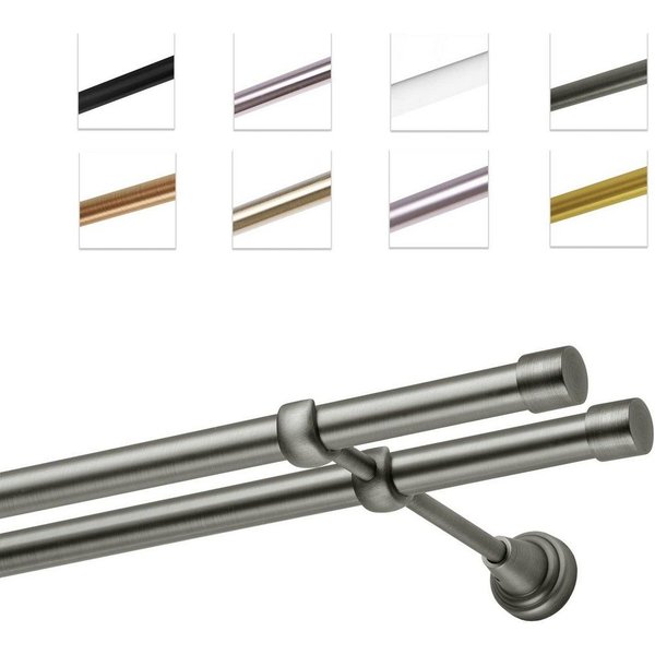 MDEKOR Gardinenstange Vorhangstange 19mm, 2-läufig, kürzbar, 2-läufig Wandmontage, 120 cm Antik Stahl