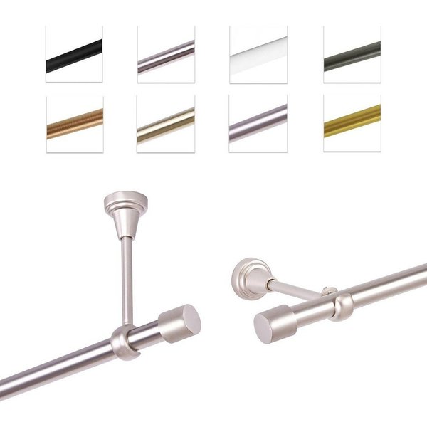 MDEKOR Gardinenstange Vorhangstange 19mm, 1-läufig, kürzbar, 1-läufig Wand oder Deckenmontage, 120 cm Chrom Matt