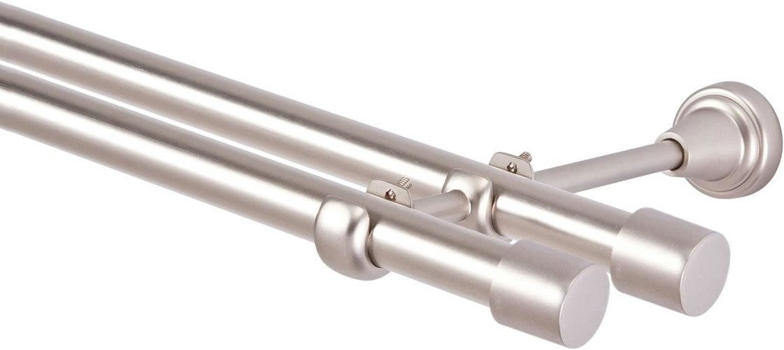 MDEKOR Gardinenstange Vorhangstange 19mm, 2-läufig, kürzbar, 2-läufig Wandmontage, 120 cm Chrom Matt – Bild 3 von 5