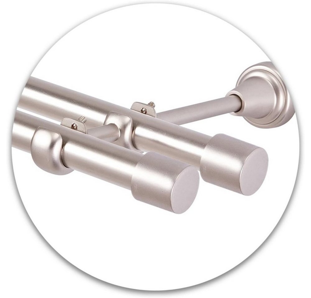 MDEKOR Gardinenstange Vorhangstange 19mm, 2-läufig, kürzbar, 2-läufig Wandmontage, 120 cm Chrom Matt – Bild 4 von 5