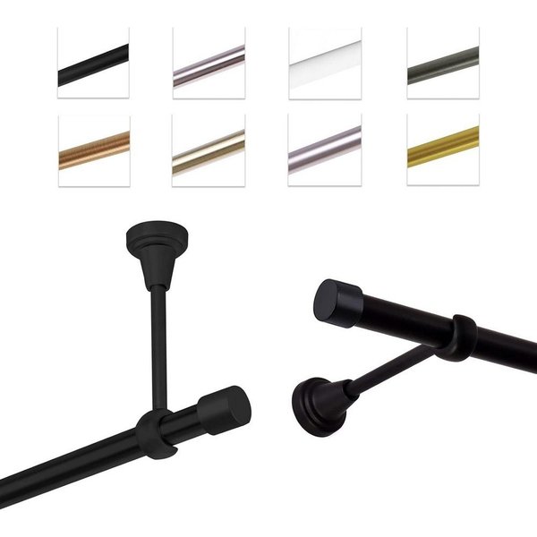 MDEKOR Gardinenstange Vorhangstange 19mm, 1-läufig, 1-läufig Wand oder Deckenmontage, 120 cm Schwarz Matt