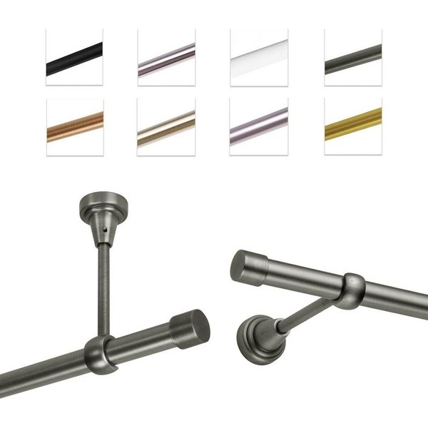 MDEKOR Gardinenstange Vorhangstange 19mm, 1-läufig, kürzbar, 1-läufig Wand oder Deckenmontage, 120 cm Antik Stahl