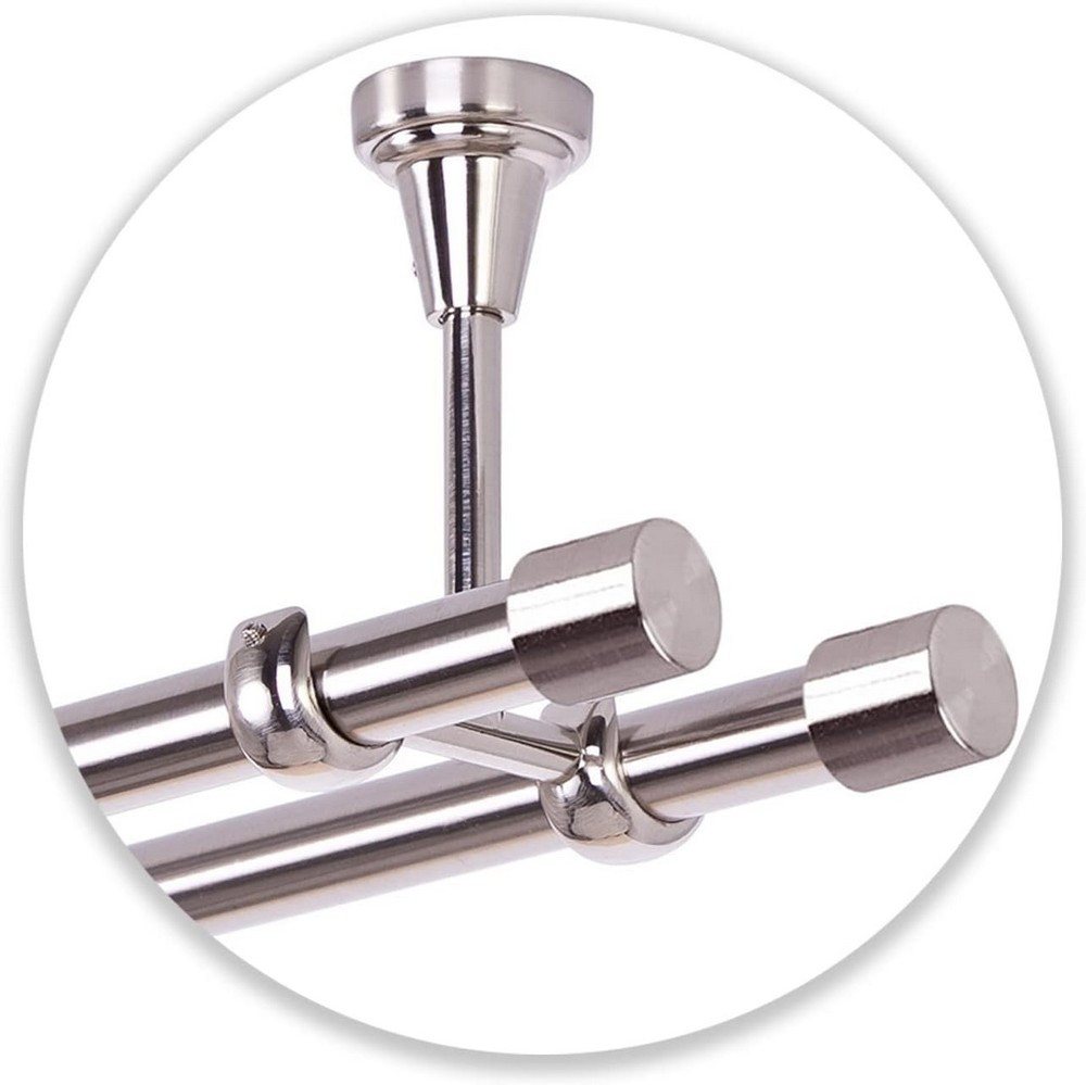 MDEKOR Gardinenstange Vorhangstange 19mm, 2-läufig, 2-läufig Deckemontage, 120 cm Edelstahl – Bild 4 von 5