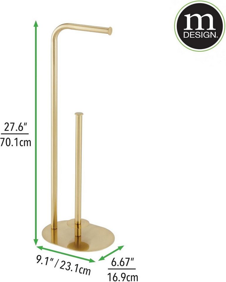 mDesign Badaccessoire-Set Toilettenpapierhalter Stand messing Klopapierhalter WC Rollenhalter – Bild 2 von 5