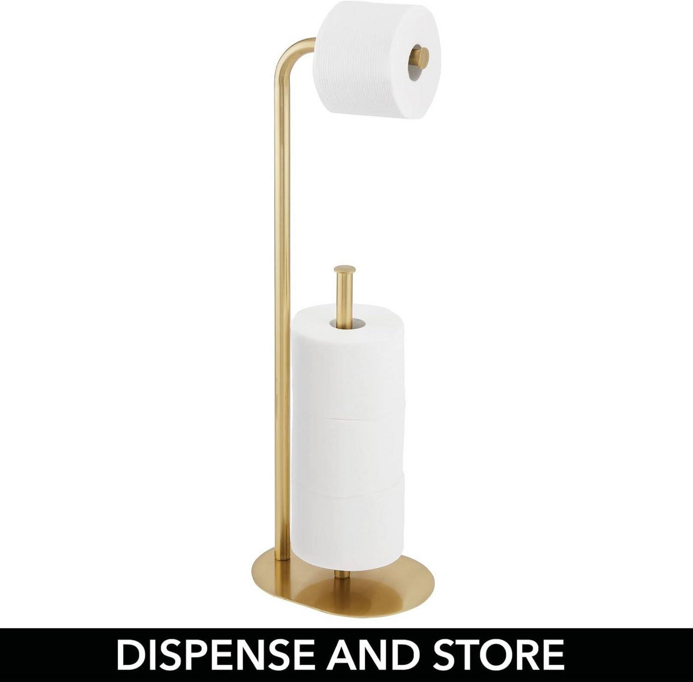 mDesign Badaccessoire-Set Toilettenpapierhalter Stand messing Klopapierhalter WC Rollenhalter – Bild 3 von 5