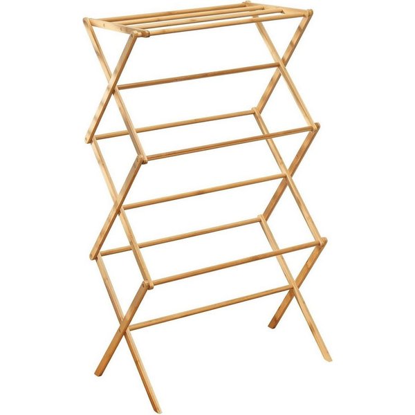 mDesign Badaccessoire-Set Wäscheständer Bambus 3 Ebenen Turmtrockner naturfarben 110 cm klappb