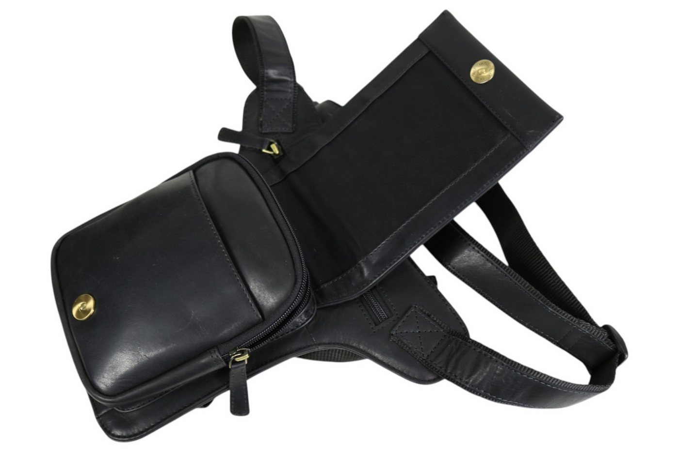 MDM Bauchtasche Biker Beintasche Hüft-, Gürteltasche, Custom Motorcycle Motiv, Echt Leder – Bild 5 von 5