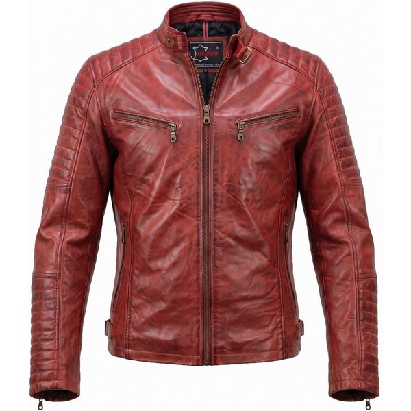 MDM Bikerjacke Herren Lamm Nappa Lederjacke Leichte Sommer Biker Lederjacke