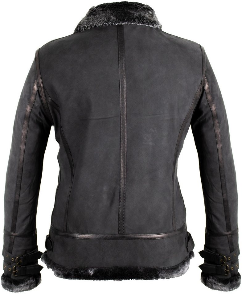 MDM Lederjacke Damen Fell Lederjacke Mit einem Fell Gefüttert – Bild 3 von 5