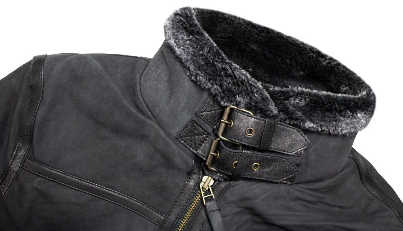 MDM Lederjacke Damen Fell Lederjacke Mit einem Fell Gefüttert – Bild 4 von 5