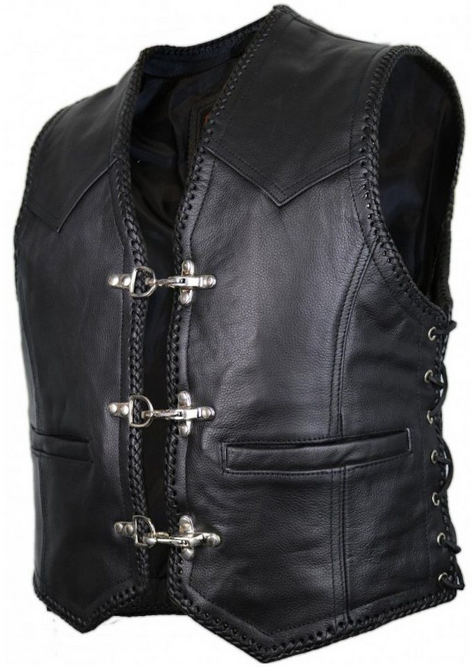MDM Lederweste Biker Lederweste Kutte mit Schnallen Verschluss – Bild 2 von 4