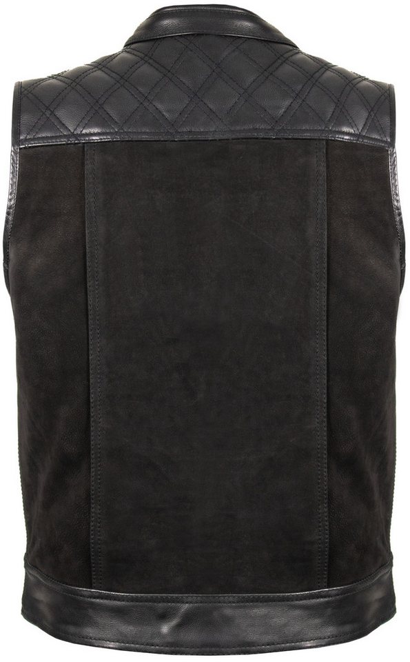 MDM Lederweste Custom Biker Lederweste Nubuk mit Reißverschluss Hunter Bikerweste – Bild 3 von 5