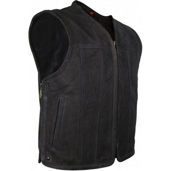 MDM Lederweste Matt Schwarze Herren Biker Lederweste
