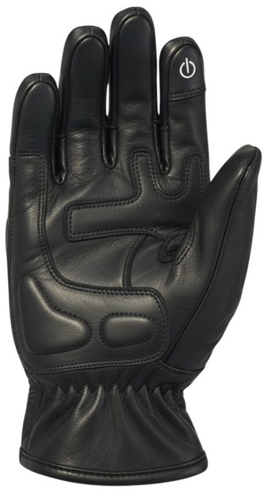 MDM Motorradhandschuhe Retro Motorrad Lederhandschuhe mit Knöchelschutz & Grip Polster Knöchelschutz mit Hartschale, Zeitloses Full-Black Design – Bild 4 von 5