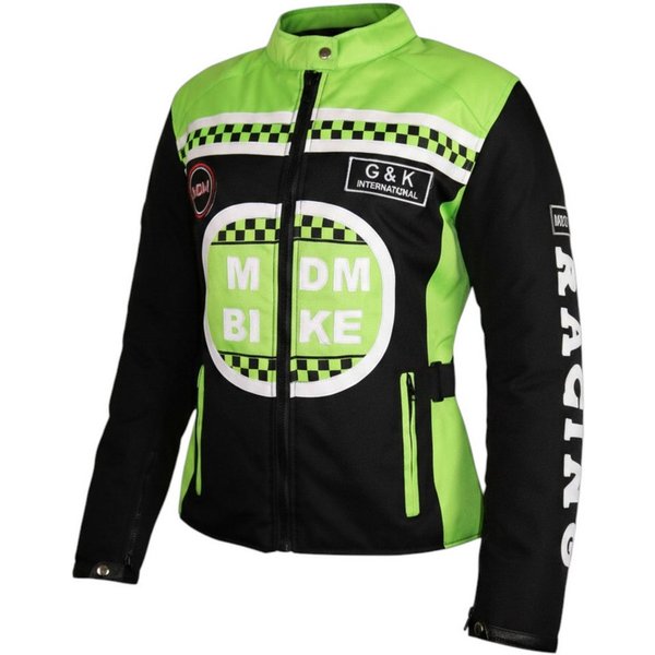 MDM Motorradjacke Damen Motorradjacke Textil Racing Stil mit Protektoren (Sportliche Damen Bikerjacke mit Protektoren und Windschutzleiste) Damen Racing Motorra