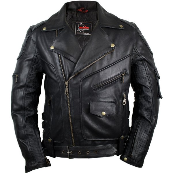 MDM Motorradjacke Herren Motorrad Lederjacke aus echtem Rindsnappaleder mit Protektoren (1 × Herren Motorrad Lederjacke) in verschiedenen Farben erhältlich
