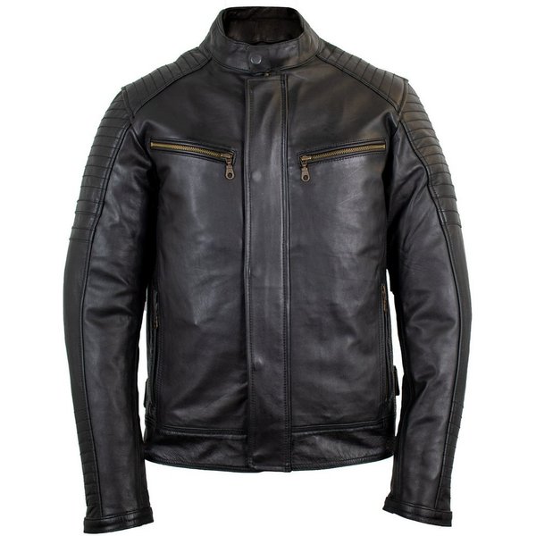 MDM Motorradjacke Herren Motorrad Lederjacke Echtleder Retro Bikerjacke Protektoren (Set, 1x Motorrad Lederjacke, 5x Protektoren) Retro Used Look, Herausnehmbar