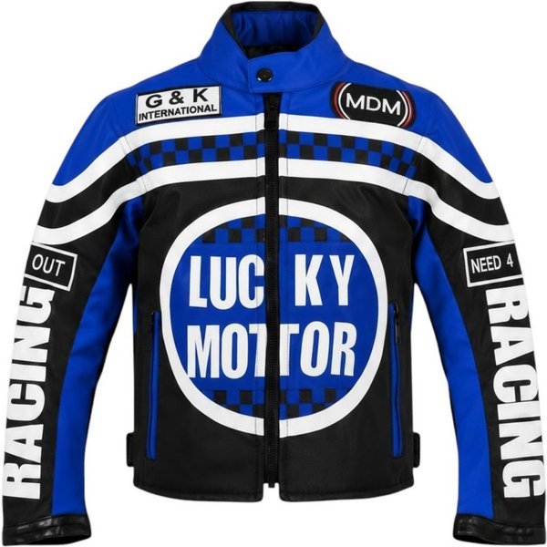MDM Motorradjacke Kinder Motorradjacke Racing Stil mit Protektoren (Kinder Motorradjacke im Racing Stil mit Protektoren) Kinder Motorradjacke im Racing Stil, 50