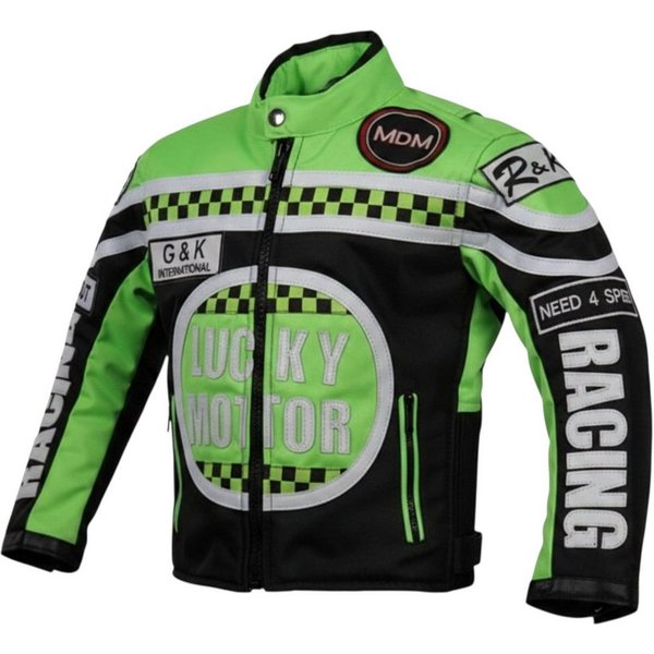 MDM Motorradjacke Kinder Motorradjacke Racing Stil mit Protektoren (Kinder Motorradjacke im Racing Stil mit Protektoren) Kinder Motorradjacke im Racing Stil, 50
