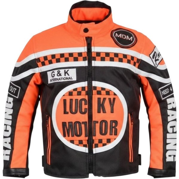 MDM Motorradjacke Kinder Motorradjacke Racing Stil mit Protektoren (Kinder Motorradjacke im Racing Stil mit Protektoren) Kinder Motorradjacke im Racing Stil, 50
